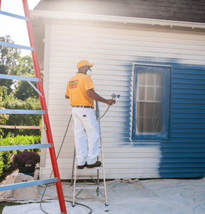 certapro painter exterior painting white house to blue